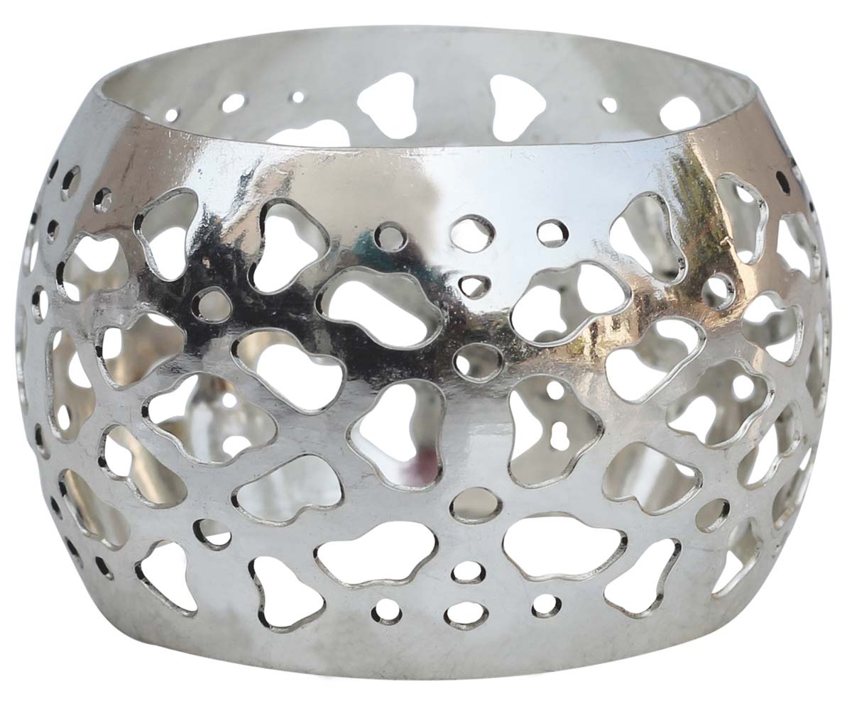 Napkin Rings in Bulk - Napkin Rings - Cast in Brass - Nickel Plated - Abstract Cut-Out Motifs - Dining Table Accessories